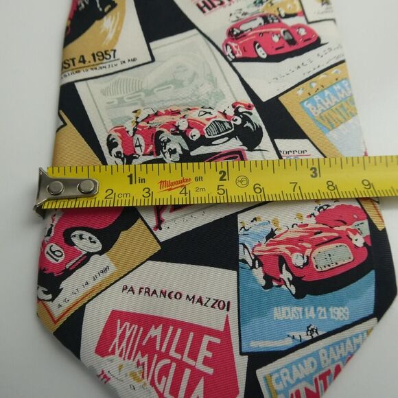 RM Style Vintage Race Car Advertisement Silk Tie Autographed by Unknown Mod - Picture 4 of 7